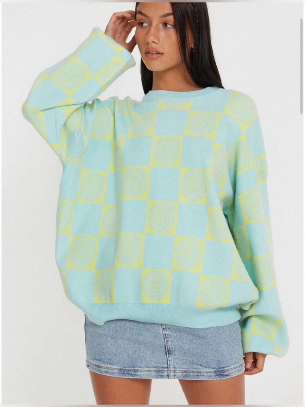 Motel Akari Jumper In Optiz Maze Blue